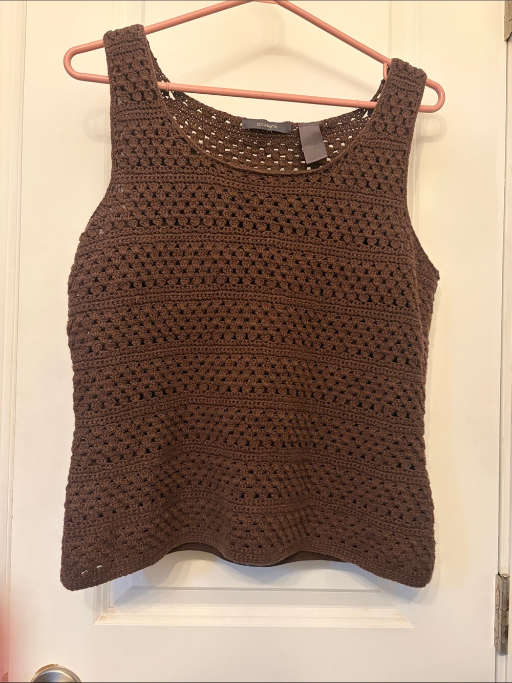 Liz Claiborne Brown Crocheted Sleeveless Tank Top